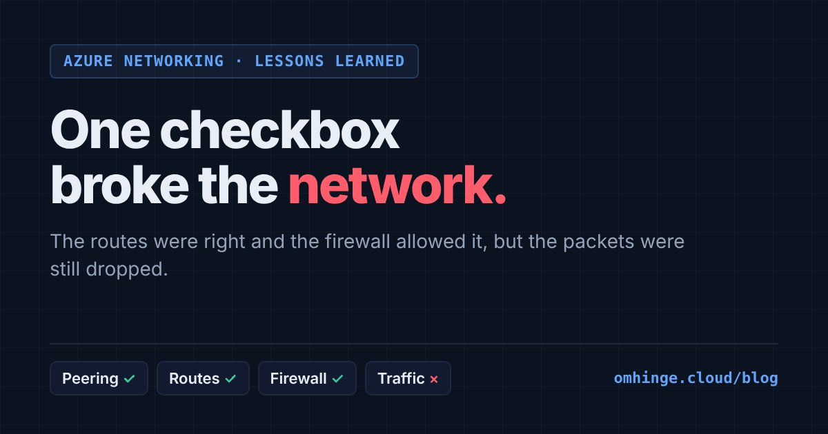 One checkbox broke the network, and every route table said it shouldn't have